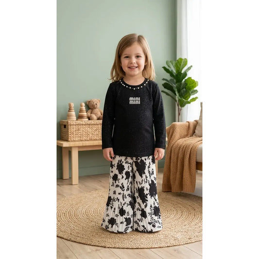 Girls Mini Mini Ribbed Sweatshirt Set Sparkle Black