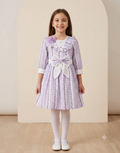 Pastel Purple Striped Floral Frock by Eman Collection