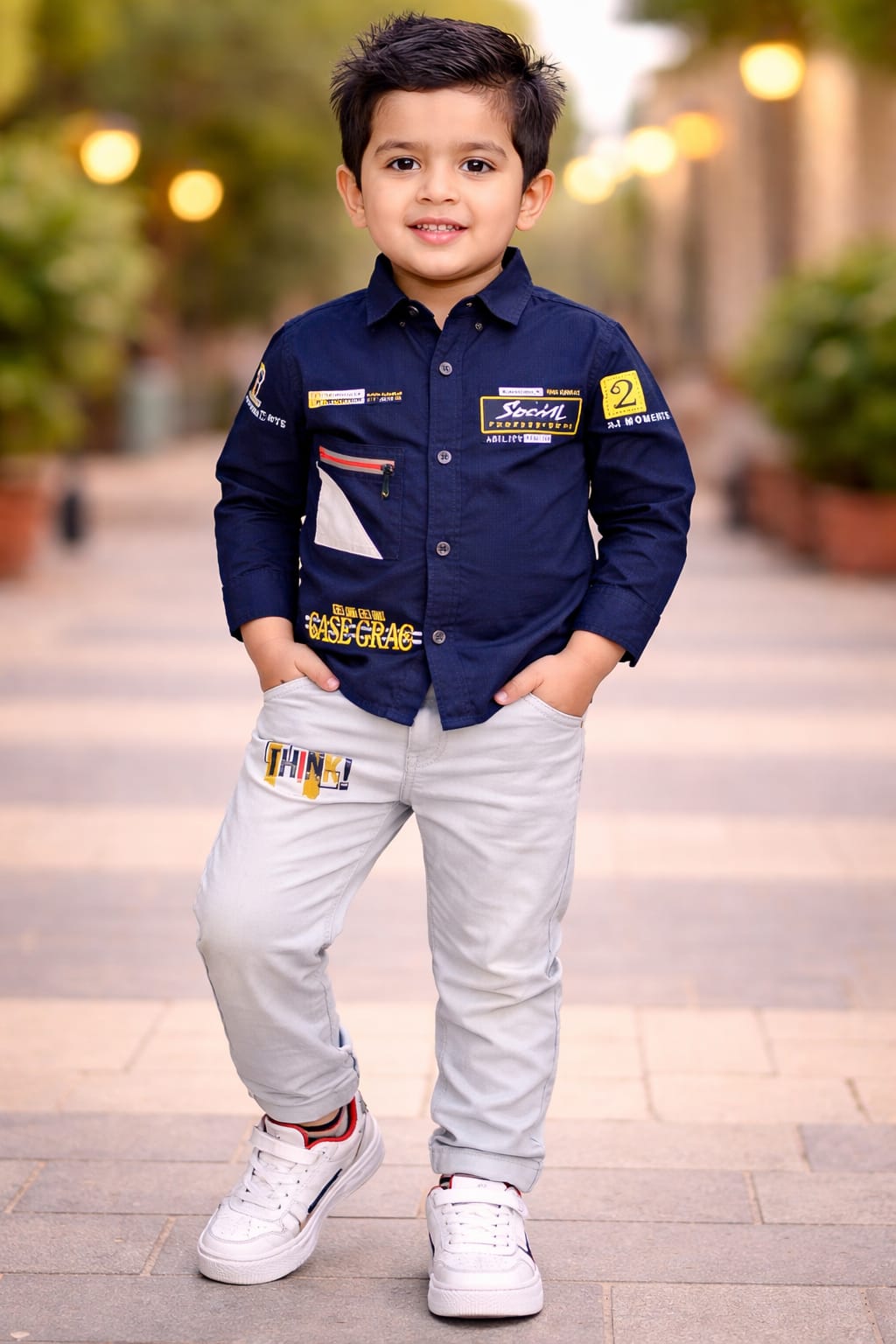 Kids Premium 2-Piece Pant & Shirt Set - Navy Blue