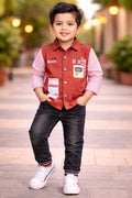 Kids Premium 3-Piece Pant & Shirt Set - Terracotta Pink