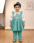 Aqua Green Floral Frock Set