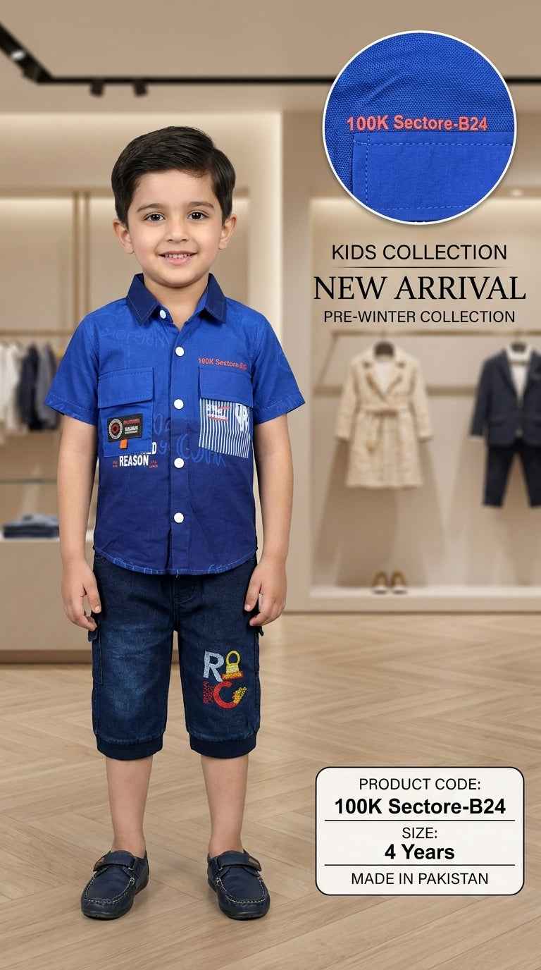 Kids Shirt & Cargo Shorts Set | Pre-Winter Boys Collection – Eman Collections Talagang