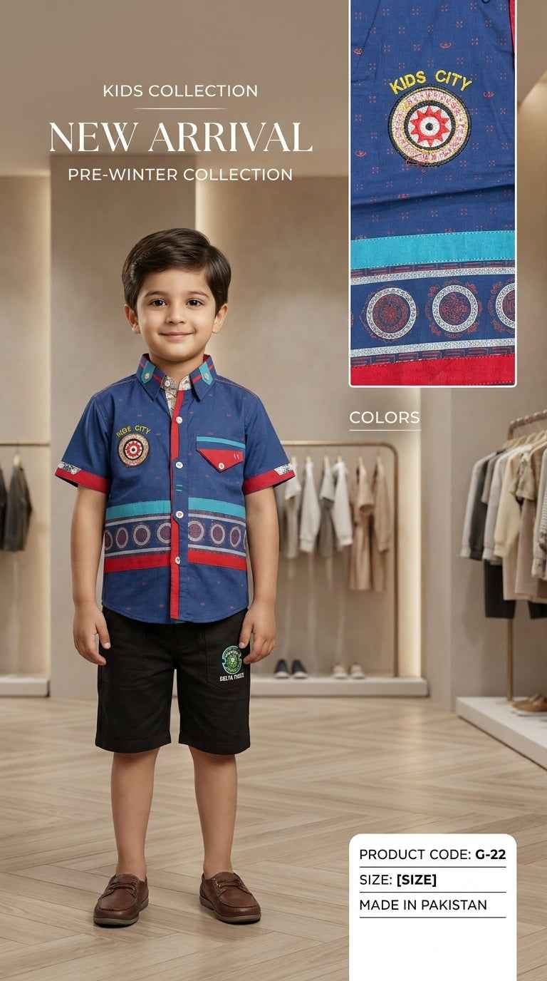Kids Abstract Print Casual Shirt & Shorts Set – Eman Collections Talagang