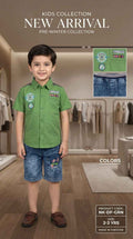 Kids Green Delta Force Casual Shirt & Shorts Set | Boys Wear – Eman Collections Talagang