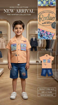 Kids Rodeo Patterned Pocket Shirt & Shorts Set – Eman Collections Talagang