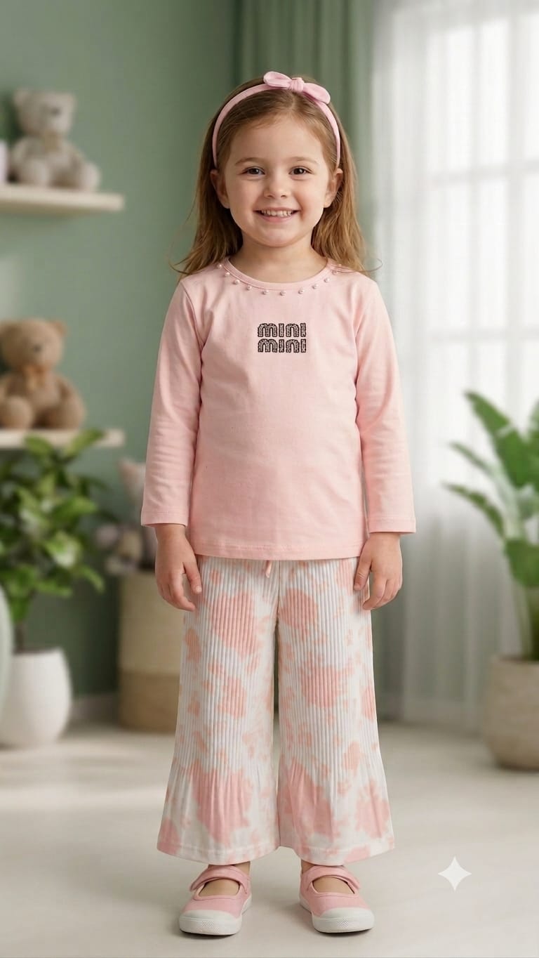 Girls Mini Mini Ribbed Sweatshirt Set Soft Pink