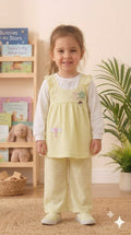 Girls Textured Smocked Flower Frock Set Pastel Yellow