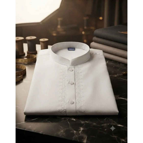 Boys Designer Embroidered Kurta Shalwar - Pure White | Boys (8 Years)