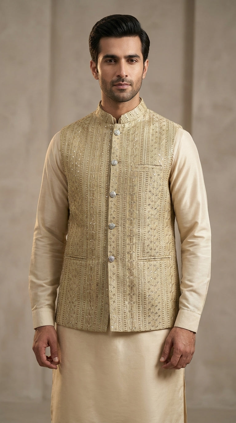 Men's Embroidered Waistcoat – Midnight Festive Style