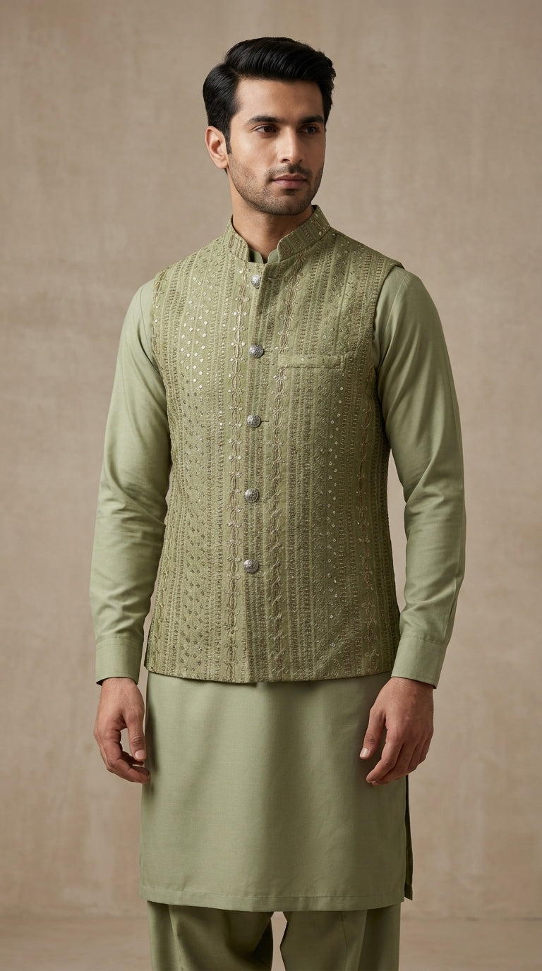 Men's Embroidered Waistcoat – Midnight Festive Style