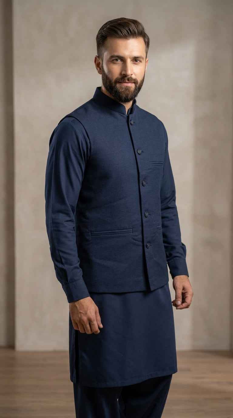 Royal Navy Blue Premium Formal Waistcoat JK