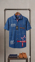 Boys BTG Grid Pattern Shirt Blue
