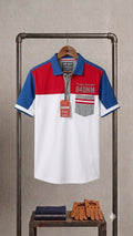 Boys Camp David Panel Polo Shirt Red White Blue